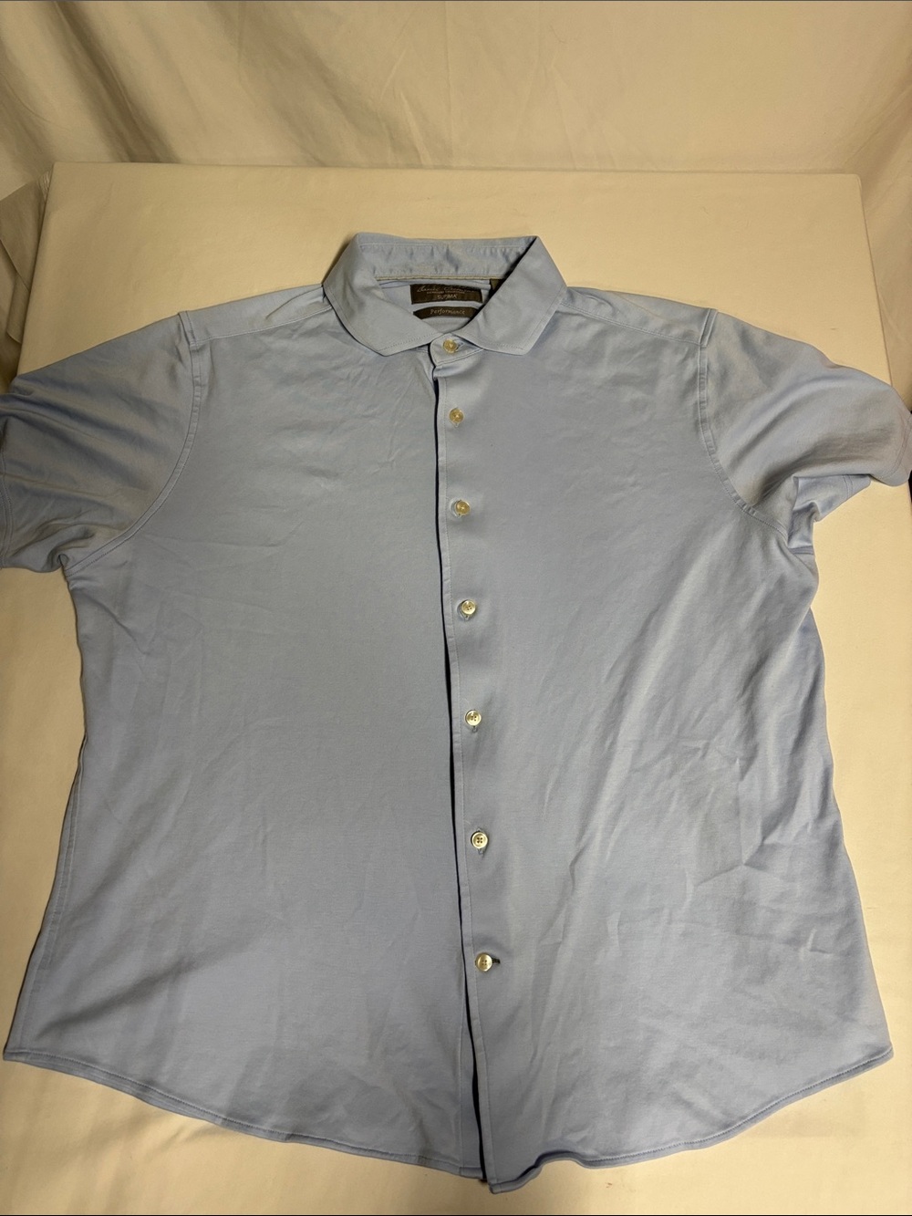 David Donahue Supima Cotton Performance Shirt Men XL Blue Short Sleeve